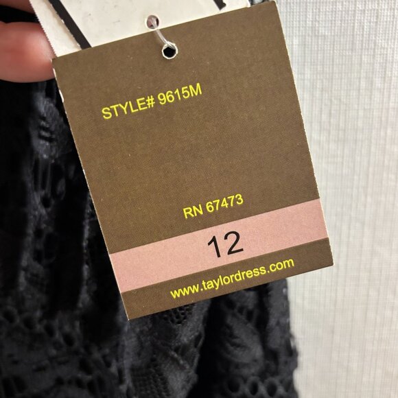 Taylor Womens Black Lace Sleeveless Midi Dress Size 12 New With Tags - Picture 6 of 11